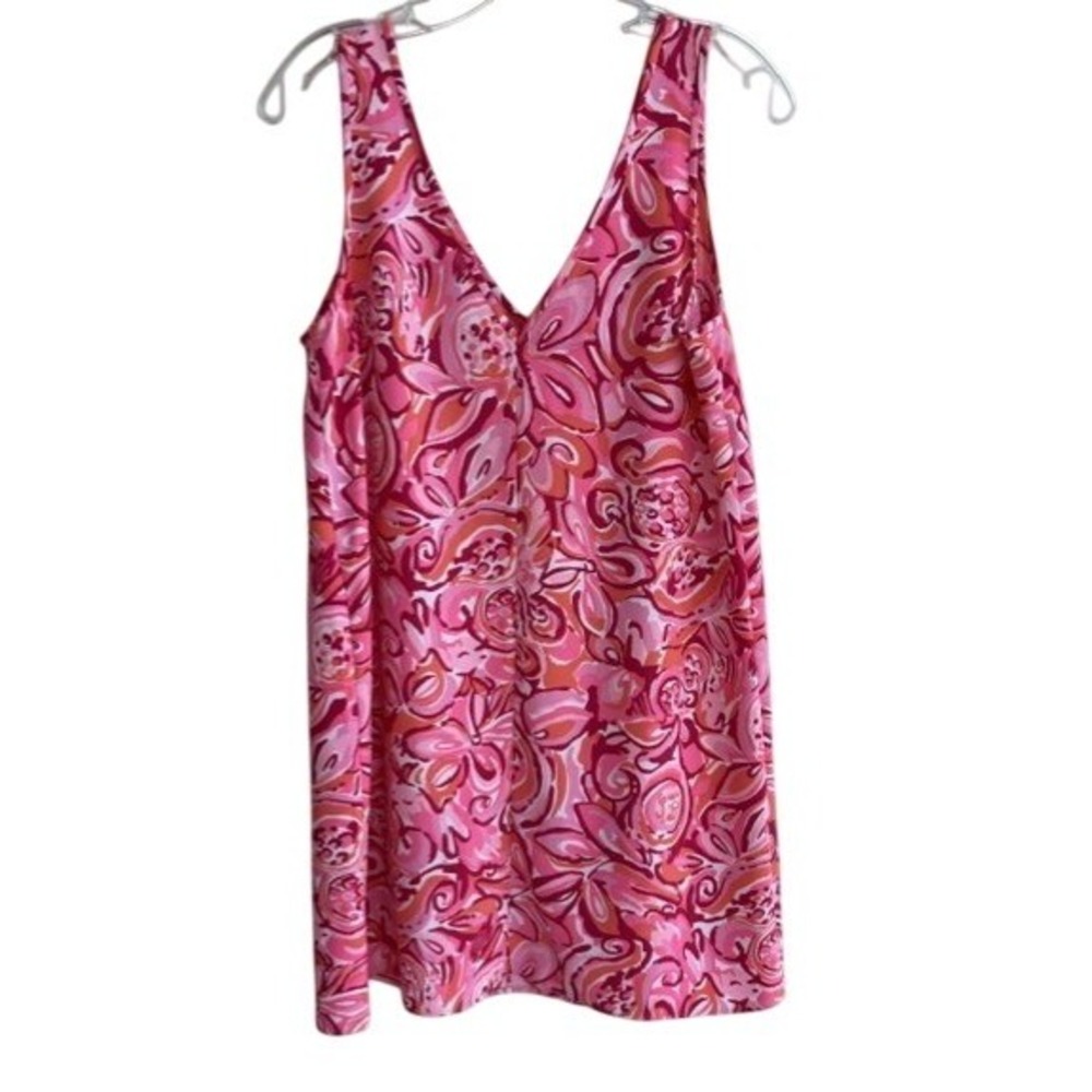 Lilly Pulitzer Pink Orange Floral Paisley V-Neck Sleeveless Shift Dress Size 6